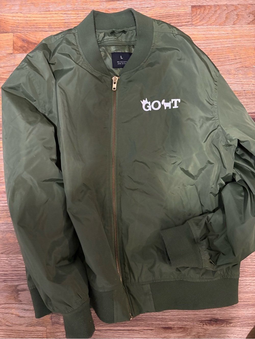 Olive Green Bomber Jacket with GOAT Logo